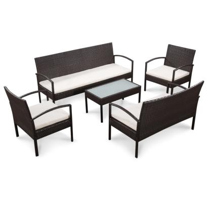 Set mobilier de grădină cu perne, 5 piese, maro, poliratan GartenMobel Dekor