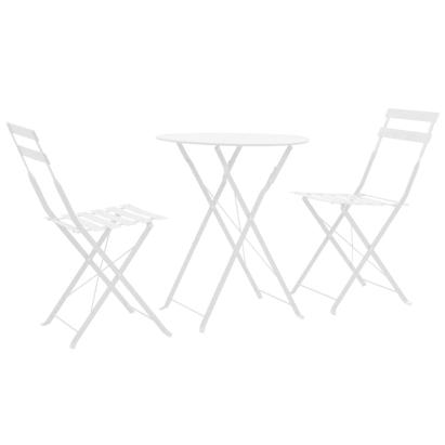 Set mobilier bistro, 3 piese, alb, oțel GartenMobel Dekor