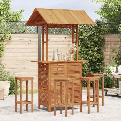 Masă de bar exterior cu acoperiș, 113x106x217 cm, lemn acacia GartenMobel Dekor