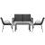 Set mobilier de gradina 4 piese cu masa din sticla securizata, negru