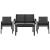 Set mobilier de gradina 4 piese cu masa din sticla securizata, negru