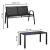 Set mobilier de gradina 4 piese cu masa din sticla securizata, negru
