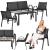 Set mobilier de gradina 4 piese cu masa din sticla securizata, negru