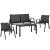 Set mobilier de gradina 4 piese cu masa din sticla securizata, negru