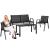 Set mobilier de gradina 4 piese cu masa din sticla securizata, negru