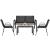 Set mobilier de gradina 4 piese cu masa din sticla securizata, negru