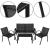 Set mobilier de gradina 4 piese cu masa din sticla securizata, negru