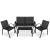 Set mobilier de gradina 4 piese cu masa din sticla securizata, negru