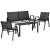 Set mobilier de gradina 4 piese cu masa din sticla securizata, negru