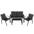 Set mobilier de gradina 4 piese cu masa din sticla securizata, negru