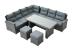 Set mobilier de grădină colțar 4 piese cu masă și 2 tabureți, ratan PE, gri