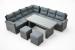 Set mobilier de grădină colțar 4 piese cu masă și 2 tabureți, ratan PE, gri