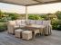 Set mobilier de grădină Cesme 4 piese cu colțar, masă și 2 tabureți, bej