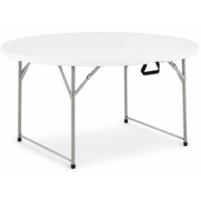 Masă catering pliabilă rotundă 180 cm, HDPE și cadru metalic, alb