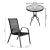 Set mobilier de grădină cu 2 scaune și masă rotundă din sticlă, negru