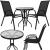 Set mobilier de grădină cu 2 scaune și masă rotundă din sticlă, negru