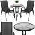 Set mobilier de grădină cu 2 scaune și masă rotundă din sticlă, negru