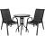 Set mobilier de grădină cu 2 scaune și masă rotundă din sticlă, negru