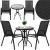 Set mobilier de grădină cu 2 scaune și masă rotundă din sticlă, negru