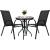 Set mobilier de grădină cu 2 scaune și masă rotundă din sticlă, negru