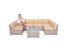 Set mobilier de gradina modular 7 piese, technoratan bej, masa sticla