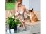 Set mobilier de gradina modular 7 piese, technoratan bej, masa sticla