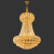 Candelabru din cristal CASTRUM Nobile, 5xE14, D40 cm, auriu, reglabil