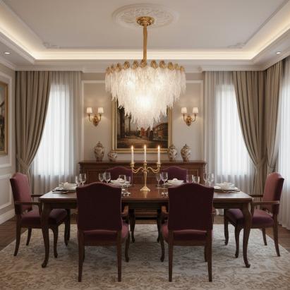 Candelabru din cristal Murano Regalis, 16xE14, D80 cm, auriu