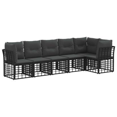Set de canapele pentru grădină 6 pcs Negru poliratan GartenMobel Dekor