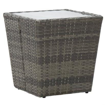 Masă de ceai gri 41,5x41,5x43 cm poliratan sticlă securizată GartenMobel Dekor