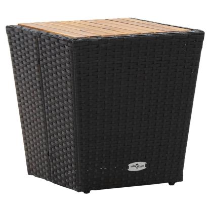 Masă de ceai negru 41,5x41,5x43 cm poliratan lemn masiv acacia GartenMobel Dekor