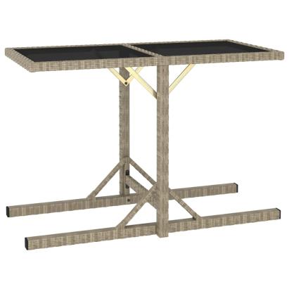 Masă de grădină, bej, 110 x 53 x 72 cm, sticlă și poliratan GartenMobel Dekor