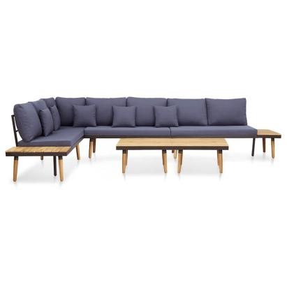 Set mobilier de grădină 7 locuri, perne, maro lemn masiv acacia GartenMobel Dekor
