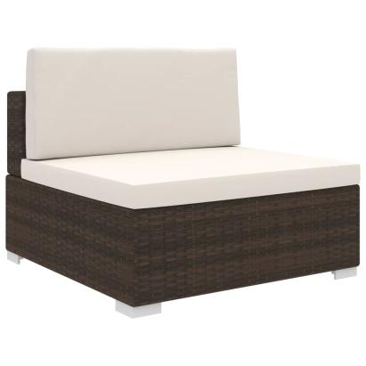 Scaun modular de mijloc, 1 buc., maro, poliratan, cu perne GartenMobel Dekor