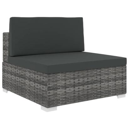Scaun modular de mijloc, 1 buc., gri, poliratan, cu perne GartenMobel Dekor