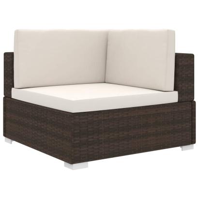 Scaun modular de colț, 1 buc., maro, poliratan, cu perne GartenMobel Dekor