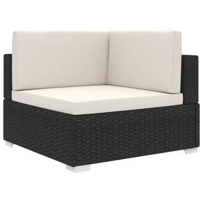 Scaun modular de colț, 1 buc., negru, poliratan, cu perne GartenMobel Dekor