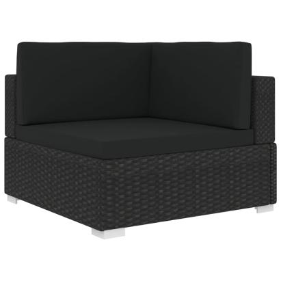 Scaun modular de colț, 1 buc., negru, poliratan, cu perne GartenMobel Dekor
