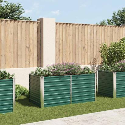 Strat înălțat de grădină, verde, 160x80x77 cm, oțel galvanizat GartenMobel Dekor