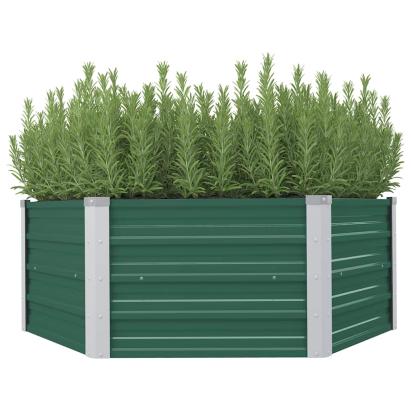 Strat înălțat de grădină, verde, 129x129x45 cm, oțel galvanizat GartenMobel Dekor