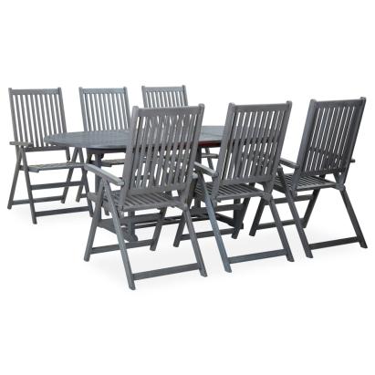 Set mobilier de exterior, 7 piese, gri, lemn masiv de acacia  GartenMobel Dekor