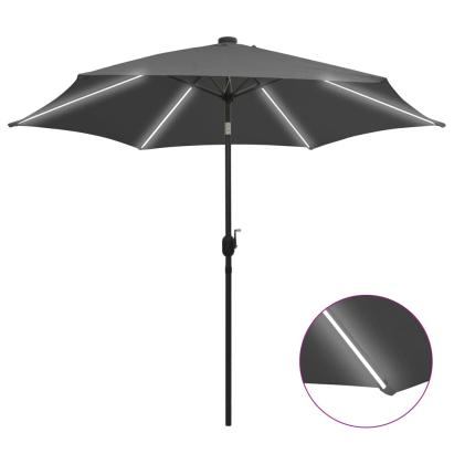 Umbrelă de soare cu LED-uri, stâlp aluminiu, antracit, 300 cm GartenMobel Dekor