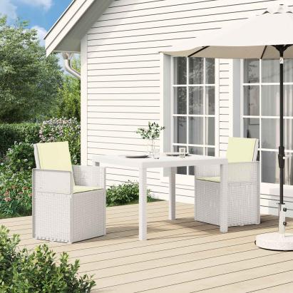 Scaune de Dining pentru Grădină 2 pcs Alb și crem PP GartenMobel Dekor