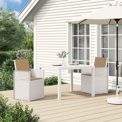 Scaune de Dining pentru Grădină 2 pcs Alb și taupe PP GartenMobel Dekor