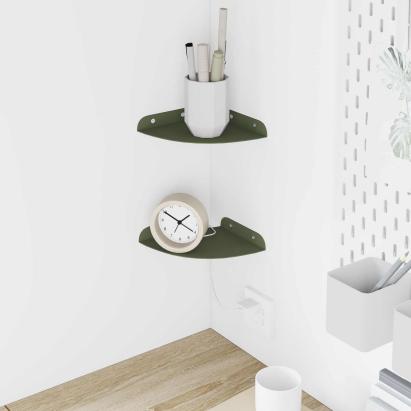 Raft suspendat cu raft 2 pcs Verde măsliniu 15 x 15 x 2 cm GartenMobel Dekor