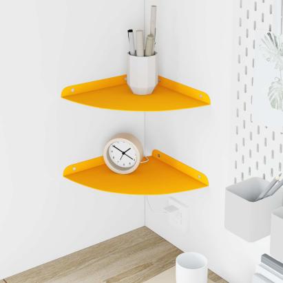 Raft suspendat cu raft 2 pcs Galben muștar 24 x 24 x 2 cm GartenMobel Dekor