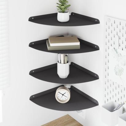 Raft suspendat cu raft cu depozitare 4 pcs Negru 30 x 30 x 2 cm GartenMobel Dekor