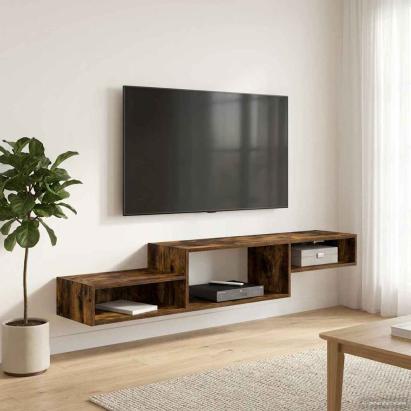Sistem de TV montat pe perete Montare pe perete Stejar fumuriu GartenMobel Dekor
