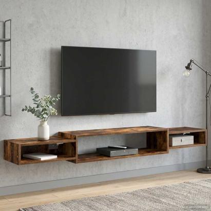 Sistem de TV montat pe perete Montare pe perete Stejar fumuriu GartenMobel Dekor