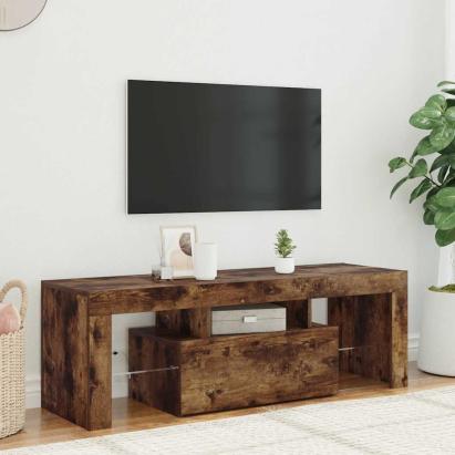 Comodă TV cu lumini LED, stejar fumuriu, 120x35x40 cm GartenMobel Dekor